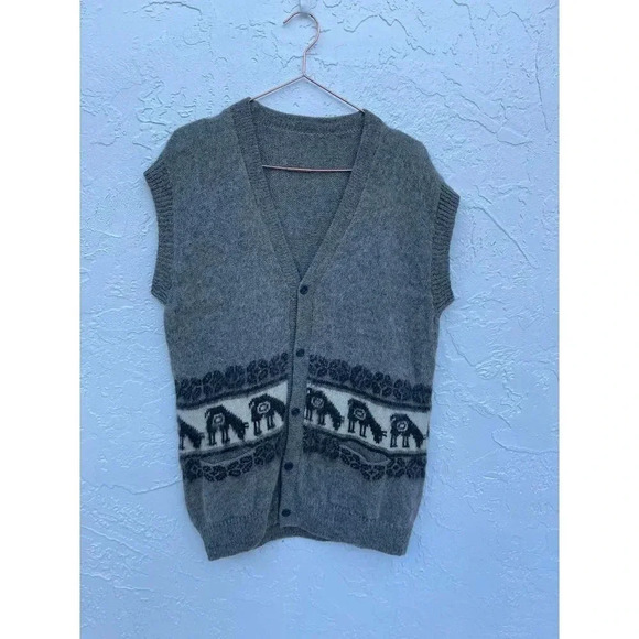 Vintage Womens Button Up Wool Vest Top Gray Sz Large - Picture 9 of 9